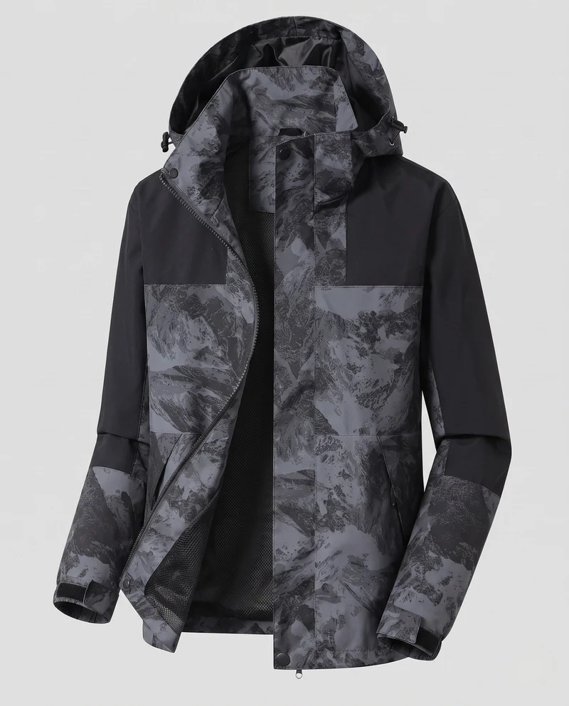 Damen Leichte Wasserabweisende Kapuzenjacke mit Feinem Reliefmuster Nord Taschen