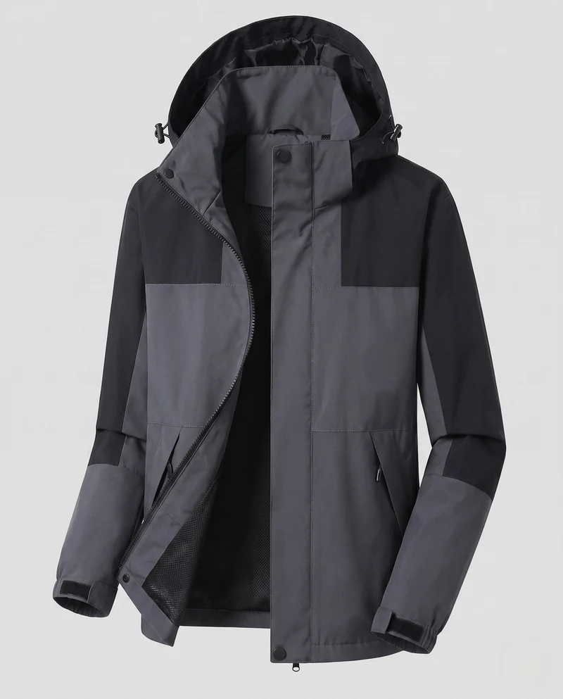 Damen Leichte Wasserabweisende Kapuzenjacke mit Feinem Reliefmuster Nord Taschen