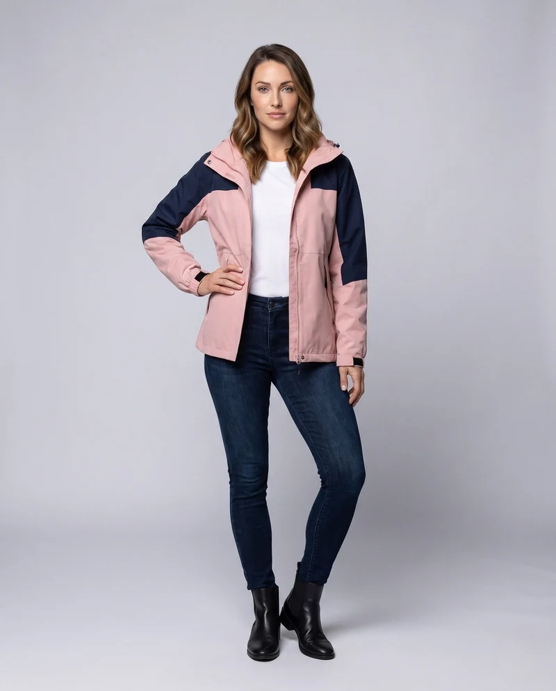 Damen atmungsaktive Softshell-Outdoorjacke mit Kapuze und kontrastierenden Einsätzen Nord Taschen