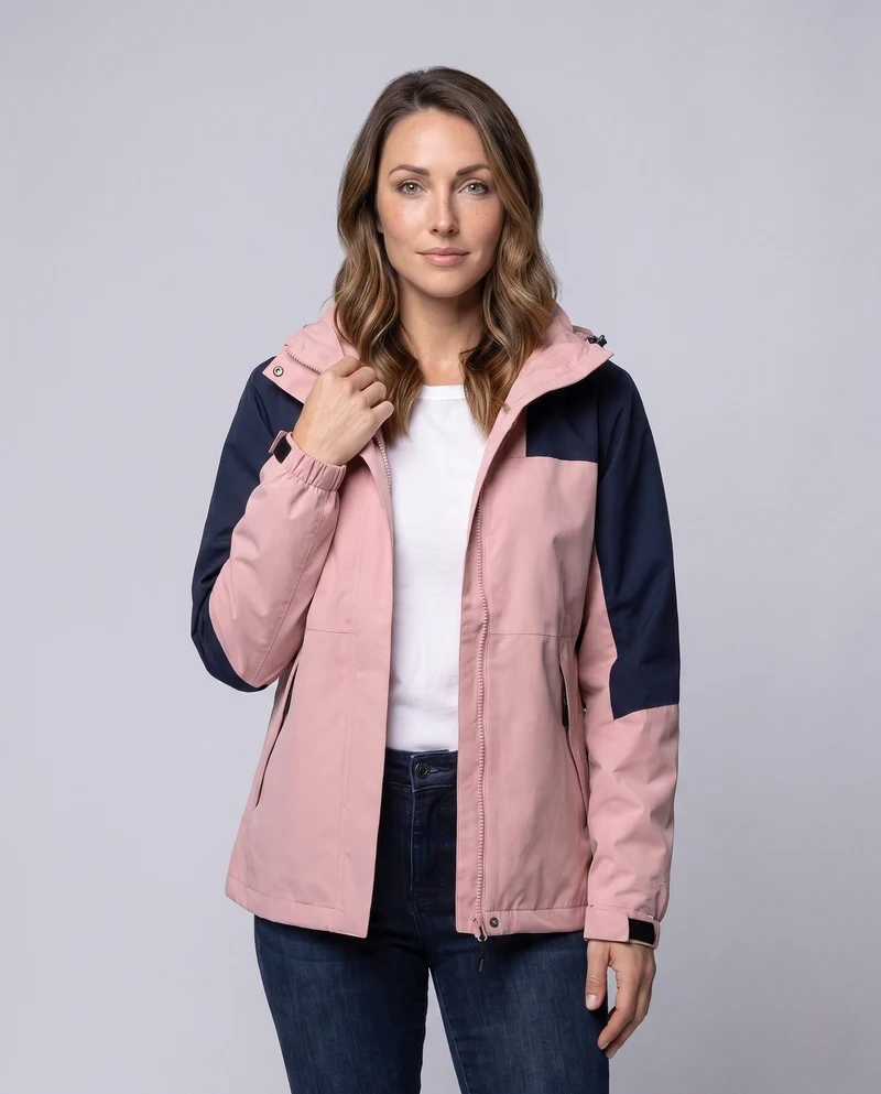 Damen atmungsaktive Softshell-Outdoorjacke mit Kapuze und kontrastierenden Einsätzen Nord Taschen