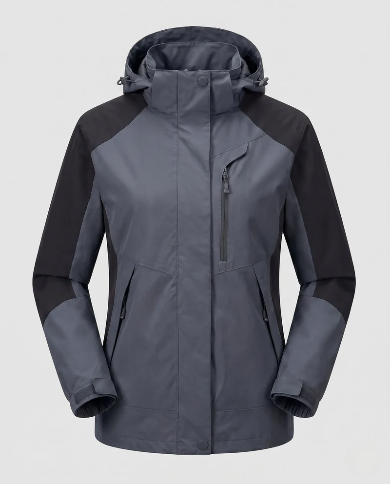 Damen atmungsaktive Softshell-Outdoorjacke mit Kapuze und kontrastierenden Einsätzen Nord Taschen