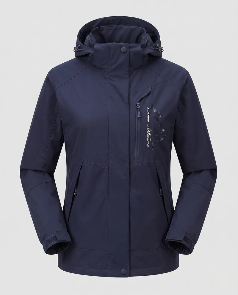 Damen atmungsaktive Softshell-Outdoorjacke mit Kapuze und kontrastierenden Einsätzen Nord Taschen