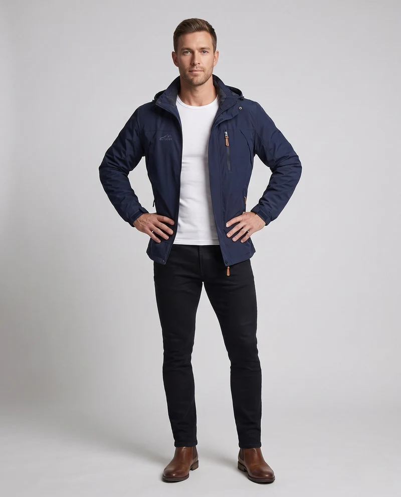Herren Leichte Softshell-Feldjacke mit Kapuze, wasserabweisend und mit Brustreißverschluss Nord Taschen