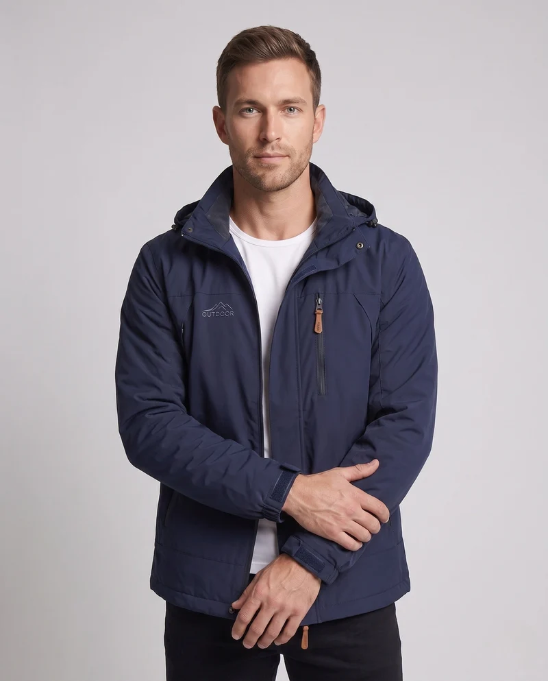 Herren Leichte Softshell-Feldjacke mit Kapuze, wasserabweisend und mit Brustreißverschluss Nord Taschen