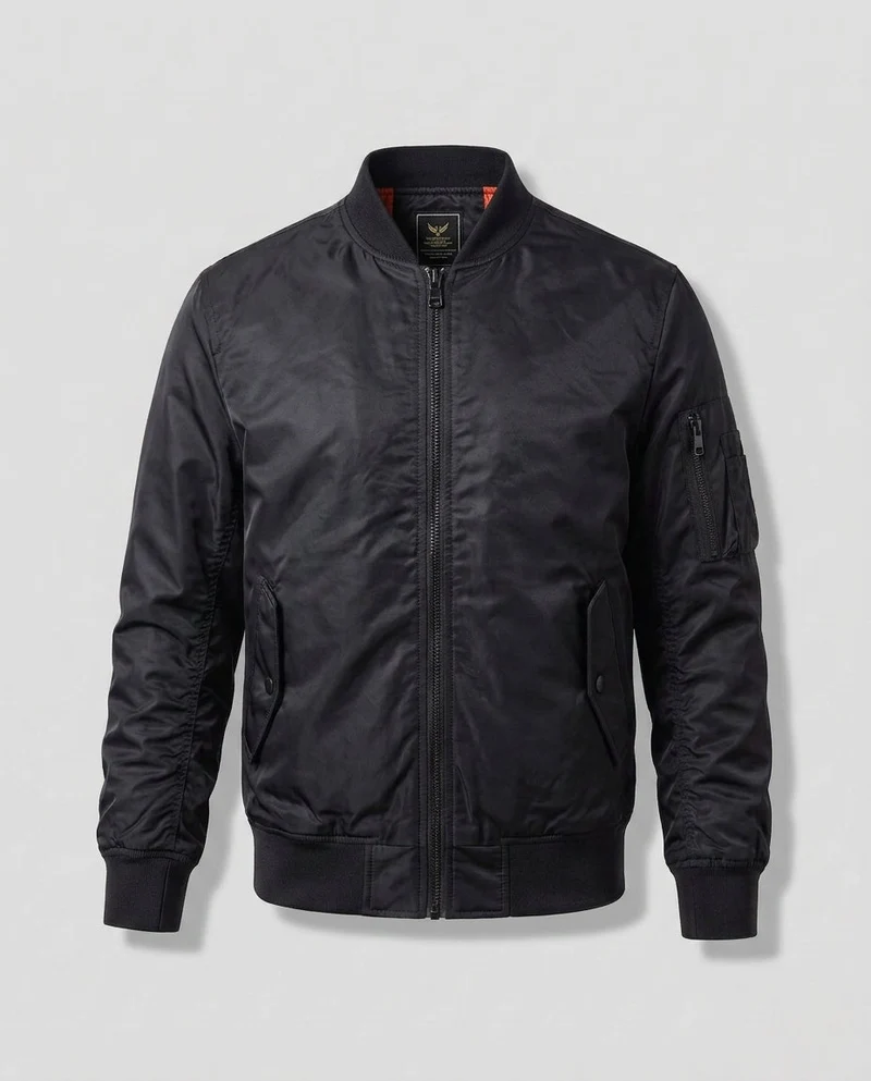 Herren Leichtgewicht Nylon Aviator Bomber mit Arm-Tasche und Zwei-Wege-Reißverschluss Nord Taschen