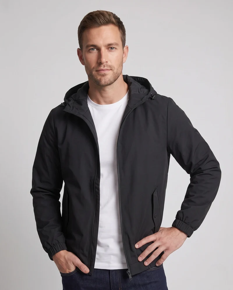 Leichte Herren Windjacke mit Kapuze, elastischen Bündchen und verdecktem Reißverschluss Nord Taschen
