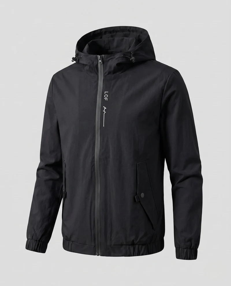 Leichte Herren Windjacke mit Kapuze, elastischen Bündchen und verdecktem Reißverschluss Nord Taschen