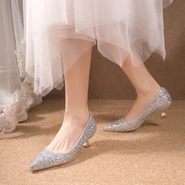 Damen elegante glitzernde Pumps mit spitz zulaufender Form - Vittorelli