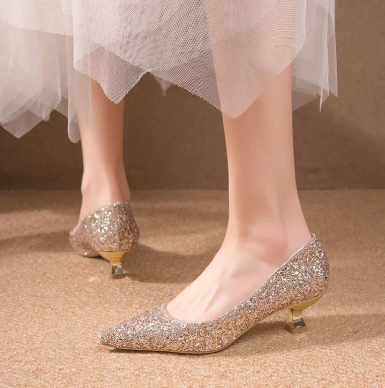 Damen elegante glitzernde Pumps mit spitz zulaufender Form - Vittorelli