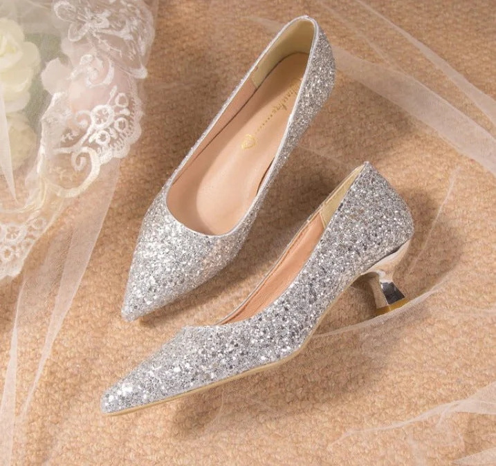 Damen elegante glitzernde Pumps mit spitz zulaufender Form - Vittorelli