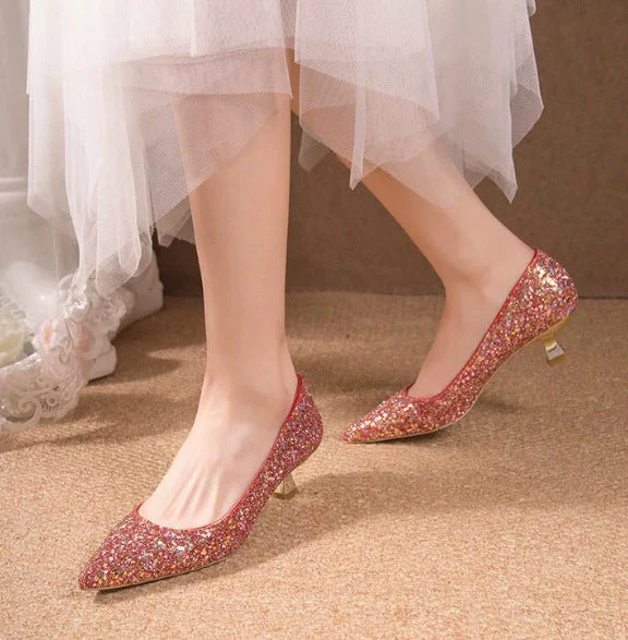 Damen elegante glitzernde Pumps mit spitz zulaufender Form - Vittorelli