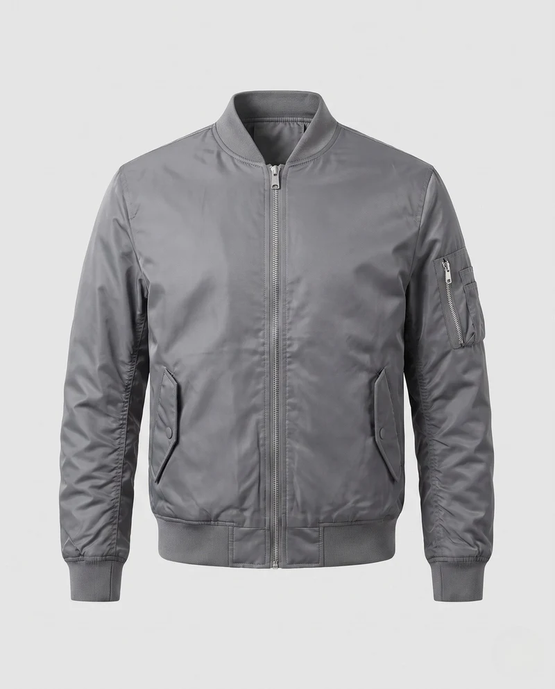 Herren isolierte MA-1 Bomber im Utility-Look mit Armtasche und geripptem Saum Nord Taschen