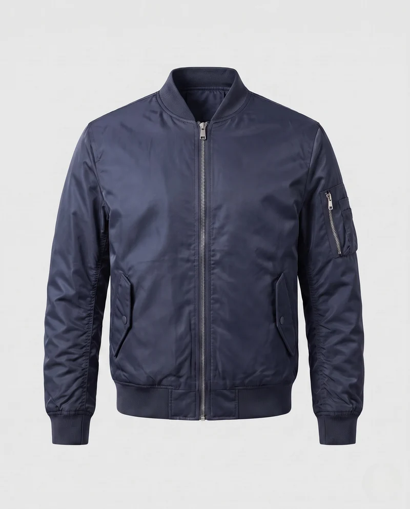 Herren isolierte MA-1 Bomber im Utility-Look mit Armtasche und geripptem Saum Nord Taschen