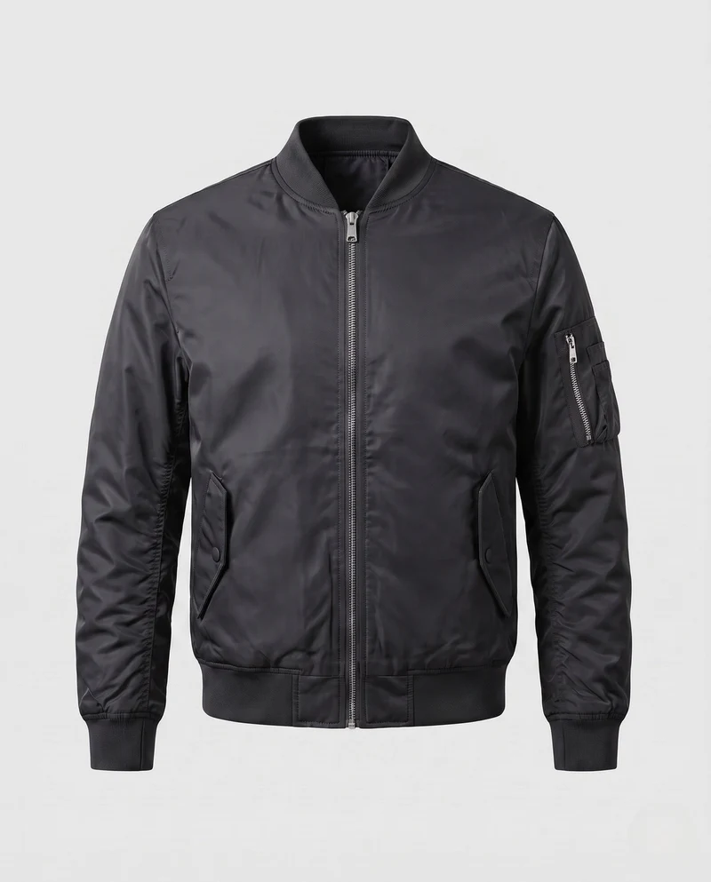 Herren isolierte MA-1 Bomber im Utility-Look mit Armtasche und geripptem Saum Nord Taschen