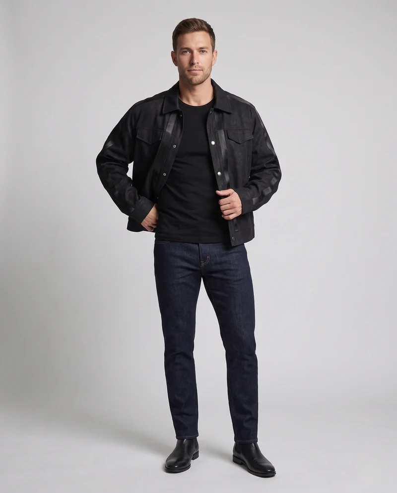 Herren Urban Oversized Denim Jacke Nord Taschen