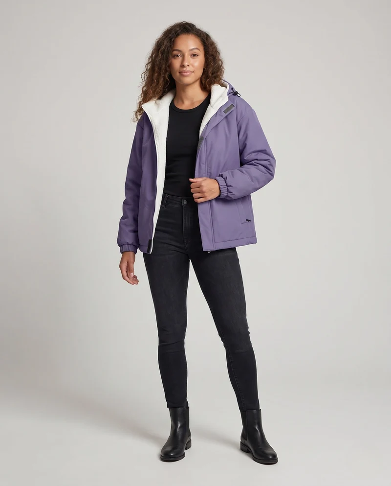 Damen warme Fleece gefütterte Windjacke Nord Taschen