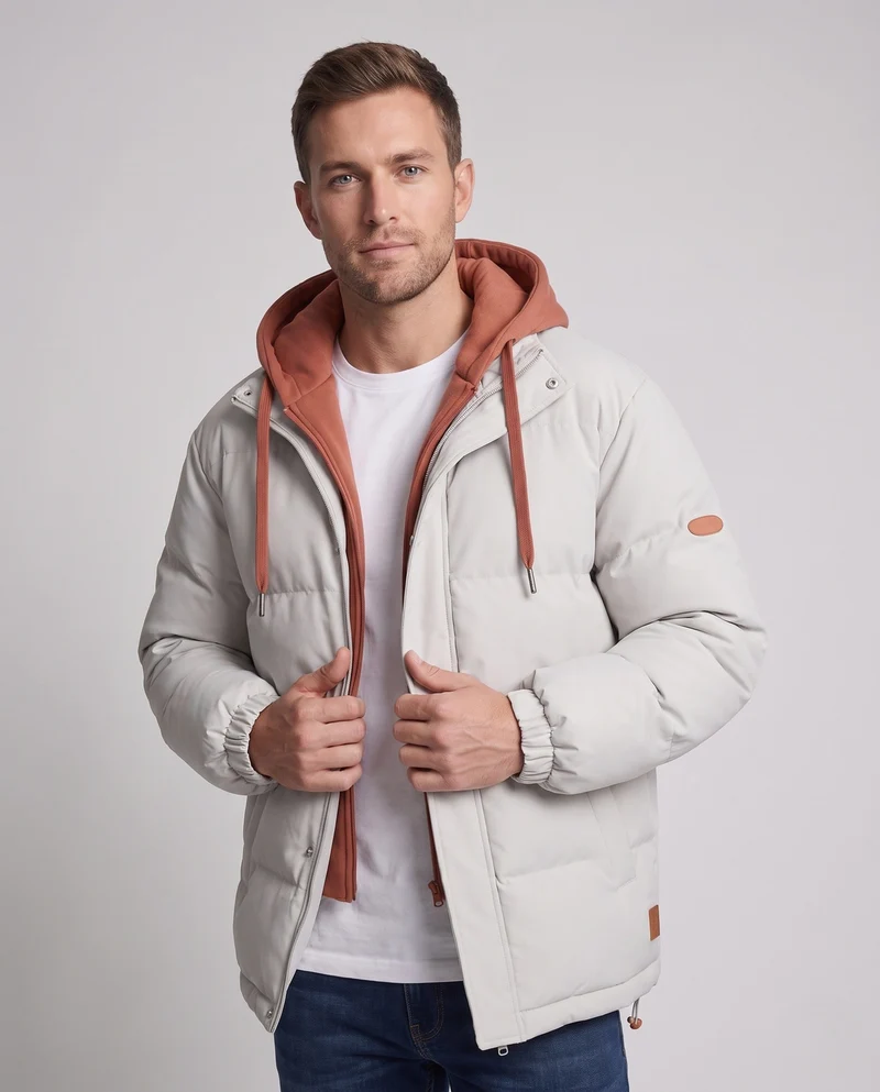 Herren Bequeme Daunenjacke mit Kapuze Nord Taschen