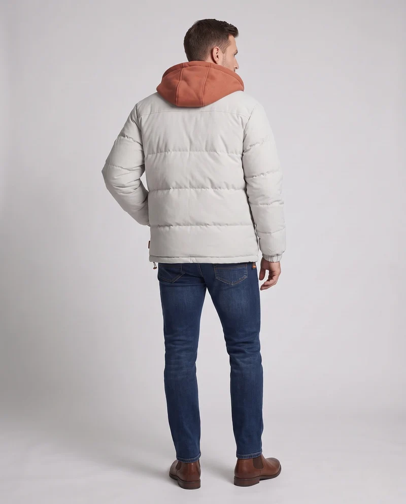 Herren Bequeme Daunenjacke mit Kapuze Nord Taschen