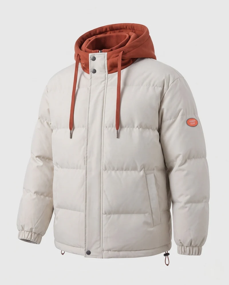 Herren Bequeme Daunenjacke mit Kapuze Nord Taschen