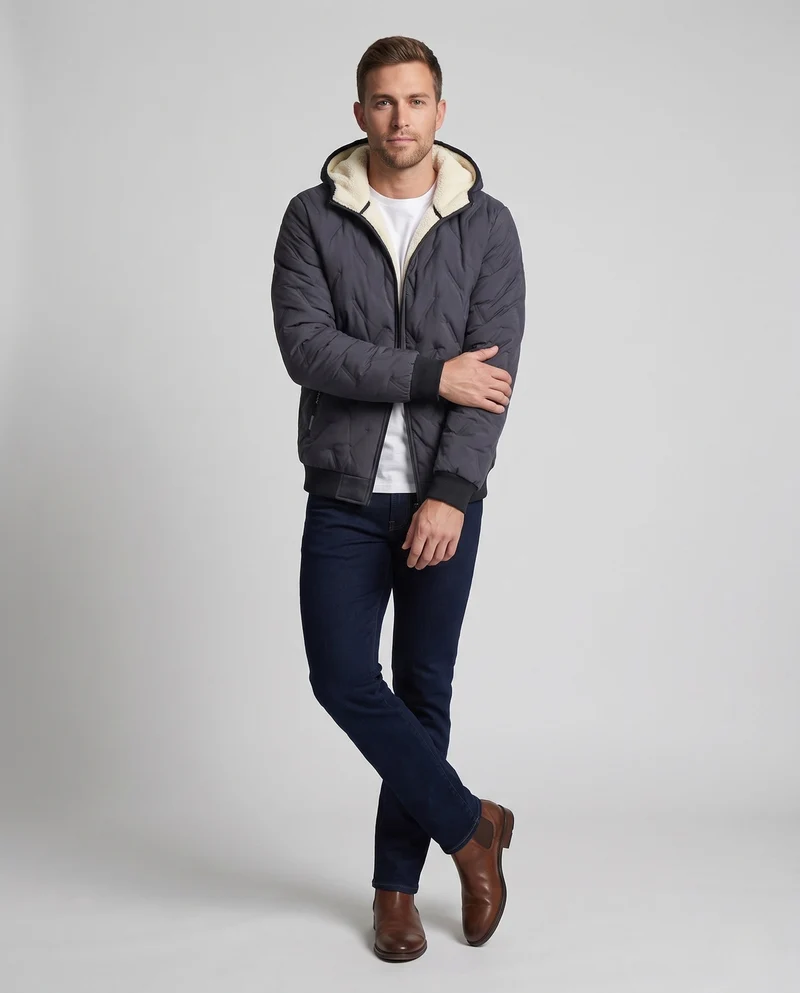 Herren Bequeme Fleecegefütterte Winterjacke Nord Taschen