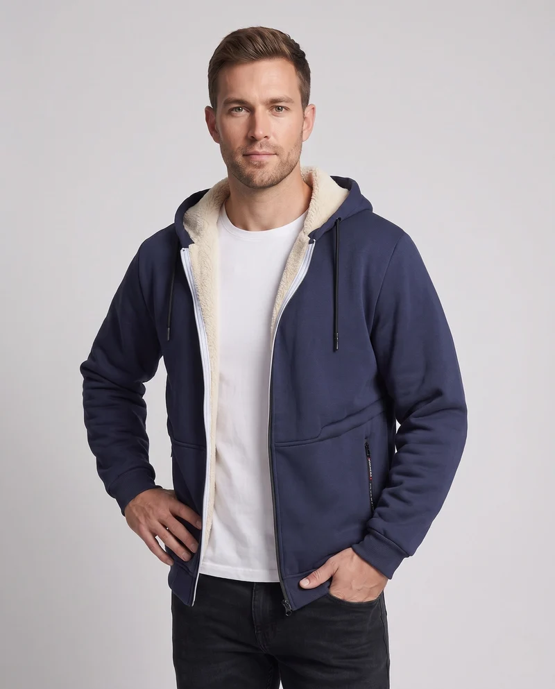 Herren Bequeme Kapuzenjacke mit Fleece-Innenfutter Nord Taschen
