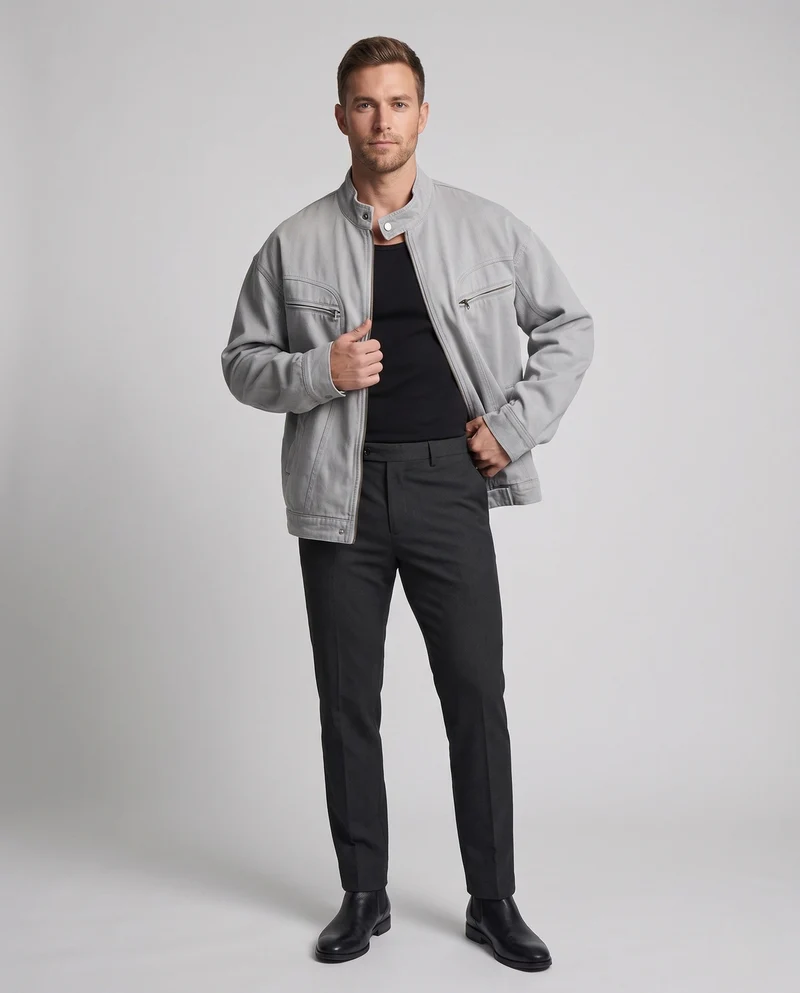 Herren Freizeitjacke mit hochschließendem Kragen und praktischen Ziertaschen Nord Taschen