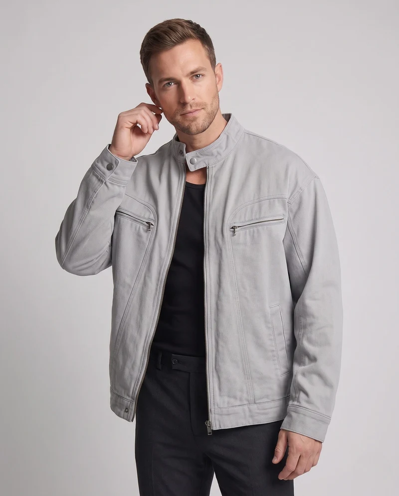 Herren Freizeitjacke mit hochschließendem Kragen und praktischen Ziertaschen Nord Taschen