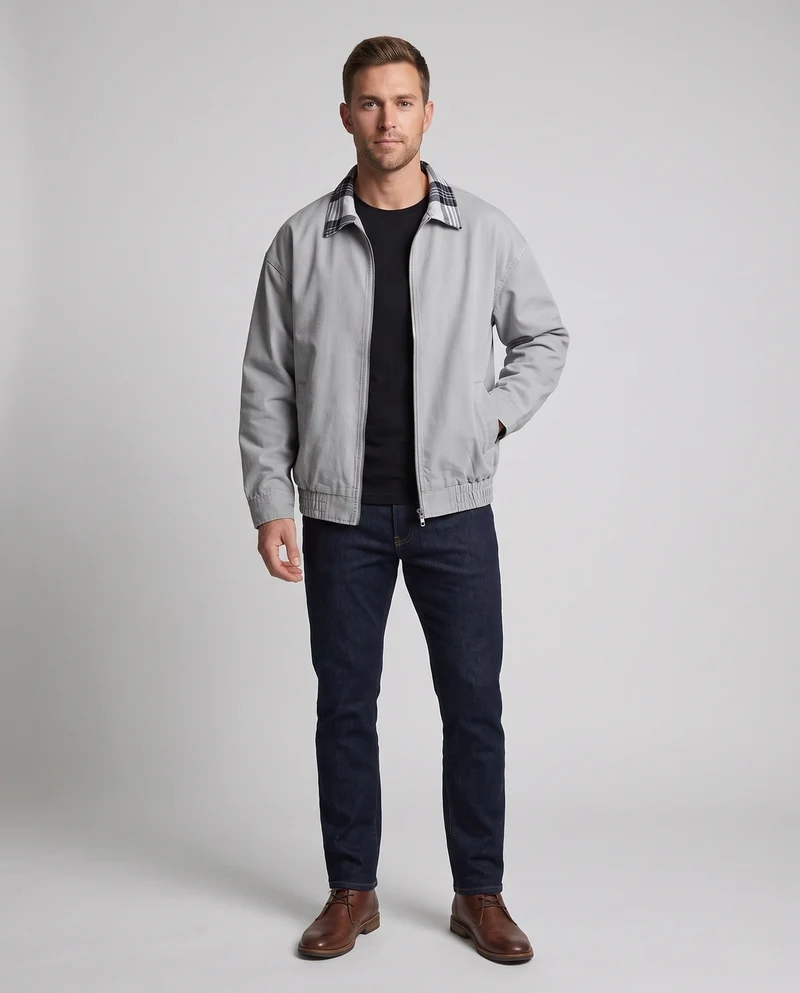 Herren Freizeitjacke mit karierter Kragen Nord Taschen