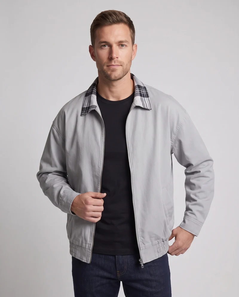 Herren Freizeitjacke mit karierter Kragen Nord Taschen