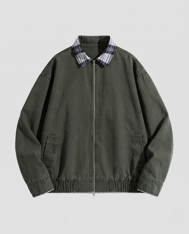 Herren Freizeitjacke mit karierter Kragen Nord Taschen