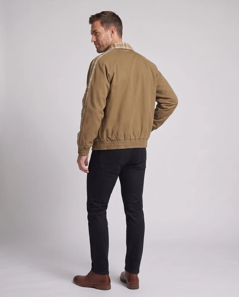 Herren Freizeitjacke mit Karokragen und Reißverschluss Nord Taschen