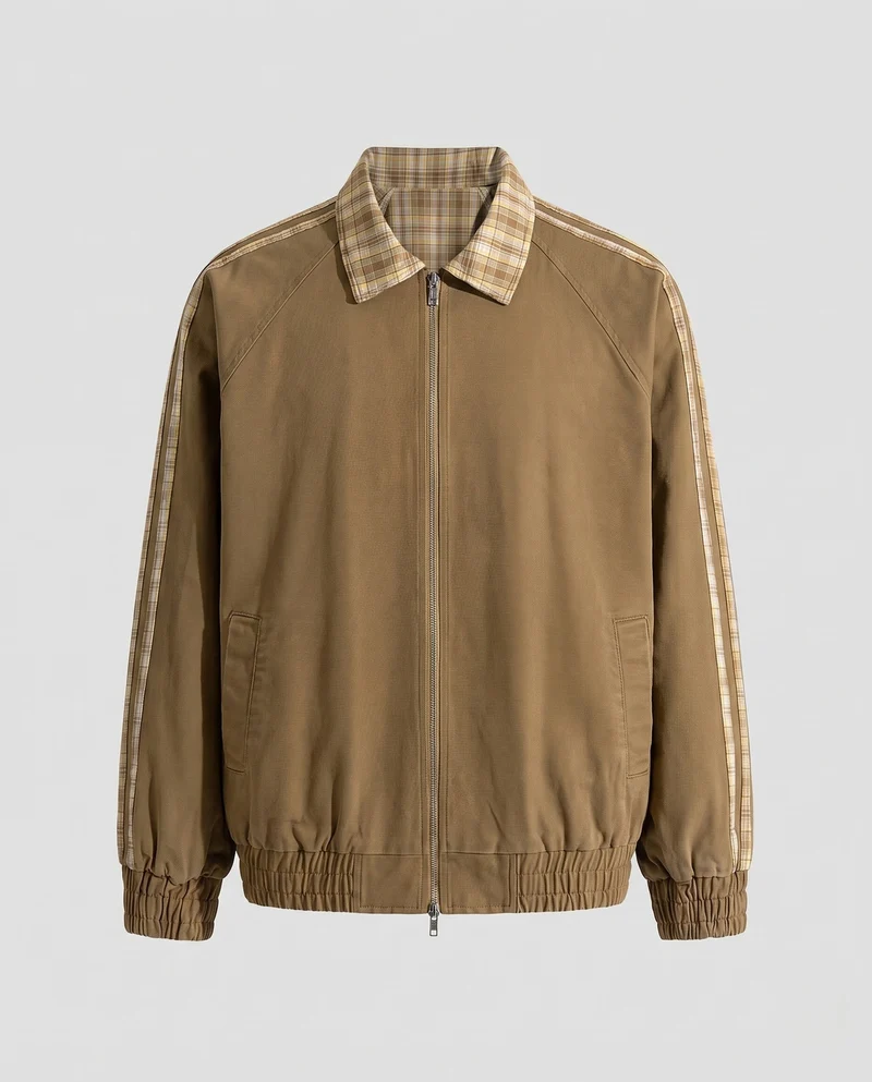 Herren Freizeitjacke mit Karokragen und Reißverschluss Nord Taschen
