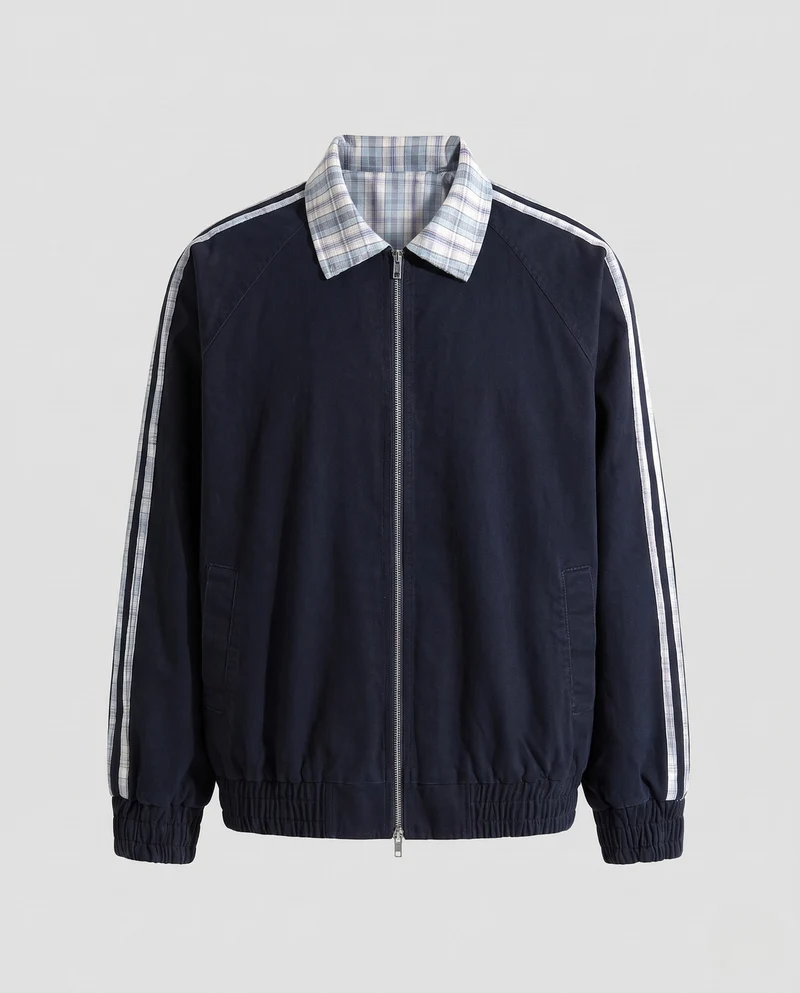 Herren Freizeitjacke mit Karokragen und Reißverschluss Nord Taschen