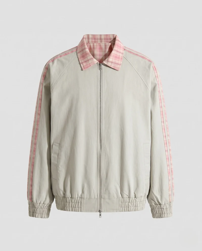 Herren Freizeitjacke mit Karokragen und Reißverschluss Nord Taschen