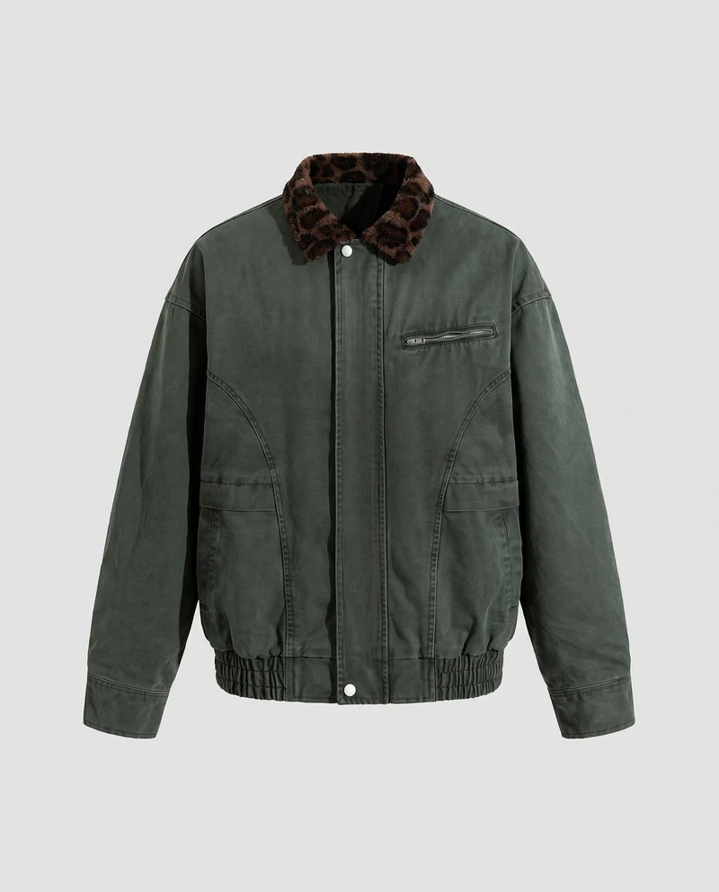 Herren Freizeitjacke mit Tiermuster-Kragen Nord Taschen