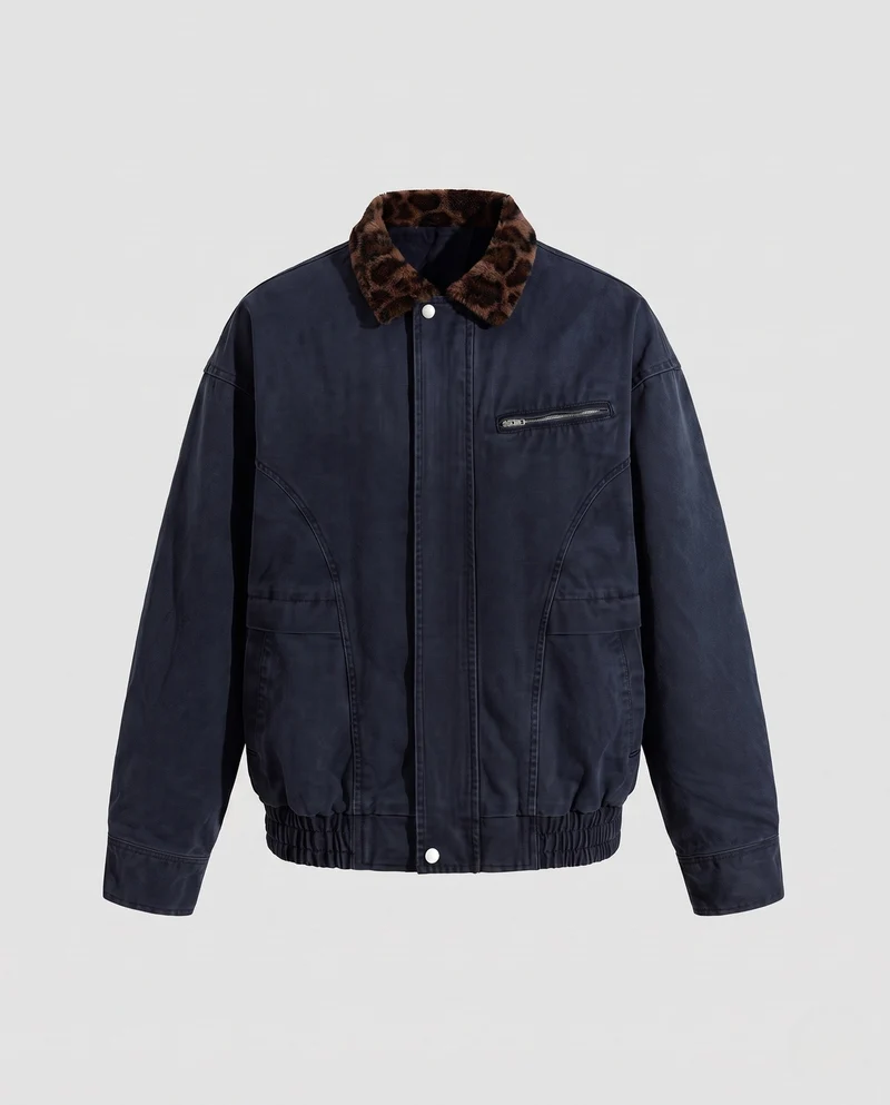 Herren Freizeitjacke mit Tiermuster-Kragen Nord Taschen
