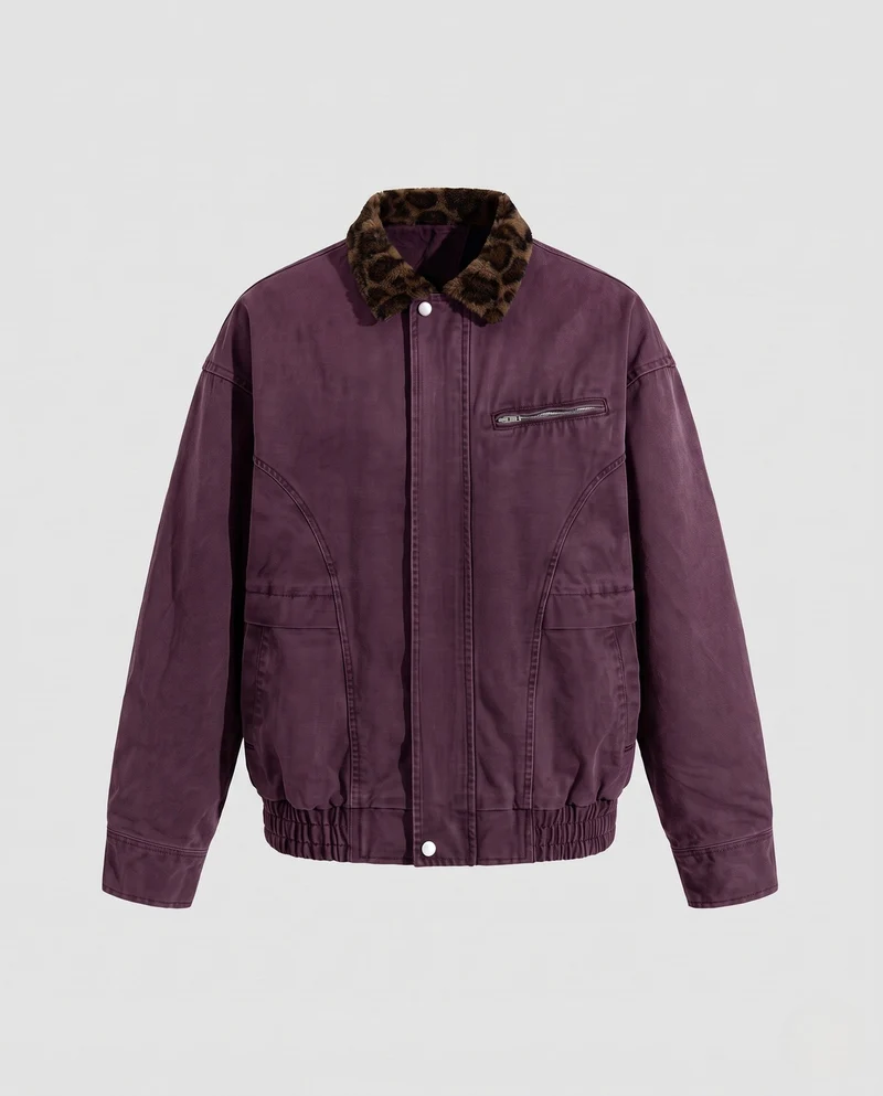 Herren Freizeitjacke mit Tiermuster-Kragen Nord Taschen