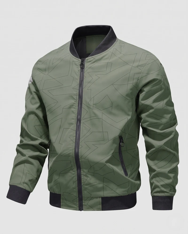 Herren Modische Bomberjacke mit detaillierten Mustern Nord Taschen