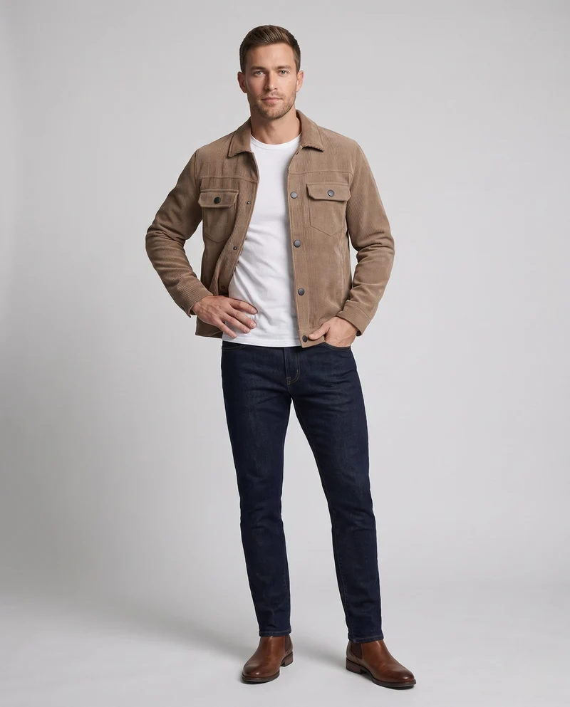 Herren Modische Cordjacke mit weichem Innenfutter Nord Taschen
