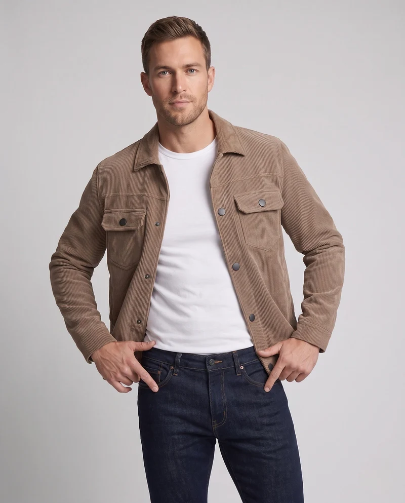 Herren Modische Cordjacke mit weichem Innenfutter Nord Taschen