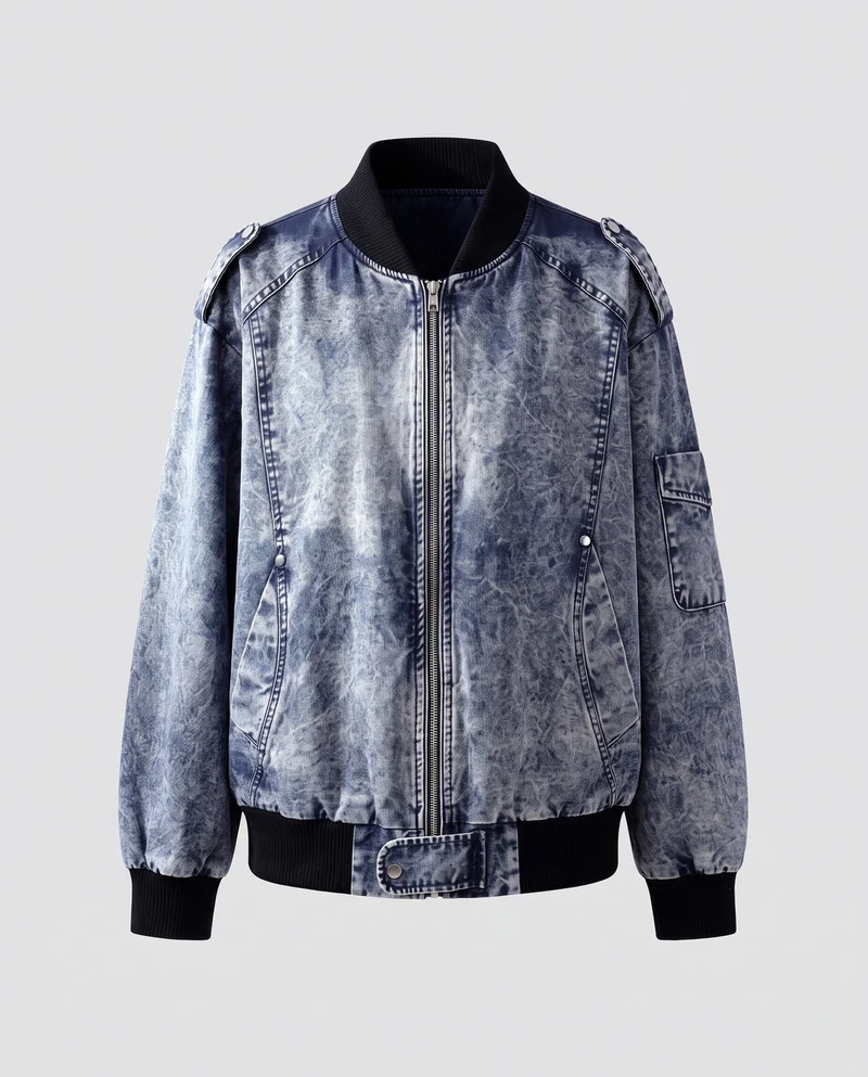 Herren Modische Denim Bomberjacke Nord Taschen