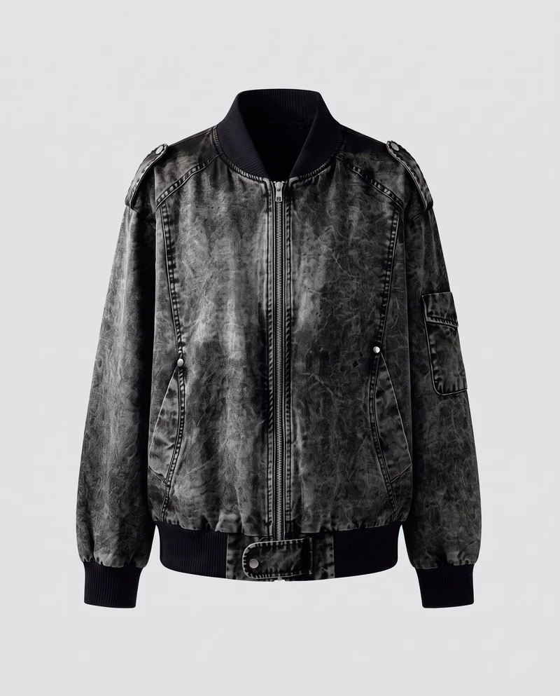 Herren Modische Denim Bomberjacke Nord Taschen