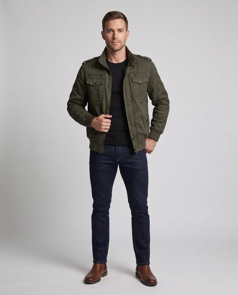 Herren stilvolle Utility-Jacke Nord Taschen