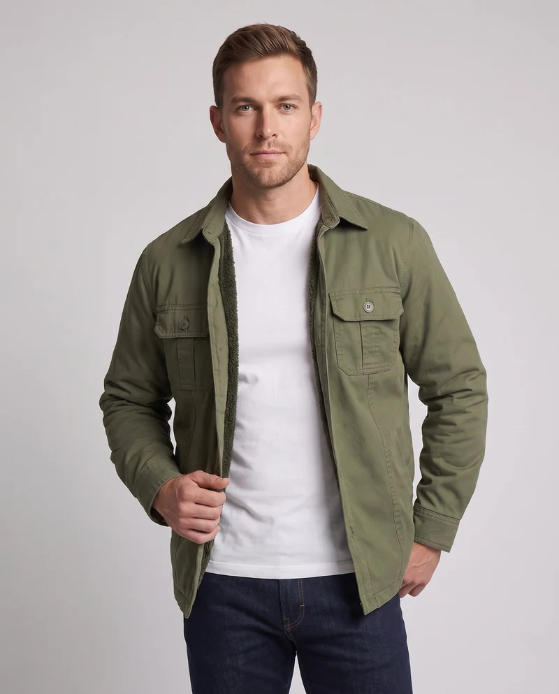 Herren warme Fleece-Jacke mit Innenfutter Nord Taschen