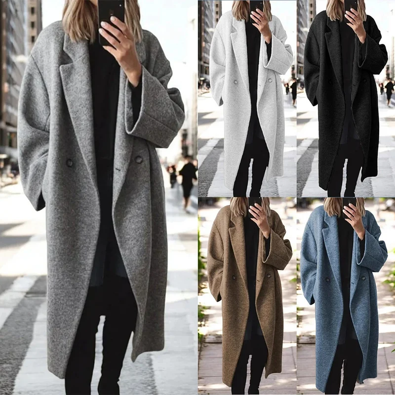 Damen Oversize-Longcoat aus Wollmix mit überschnittener Schulter und minimalistischer Knopfleiste Nord Taschen