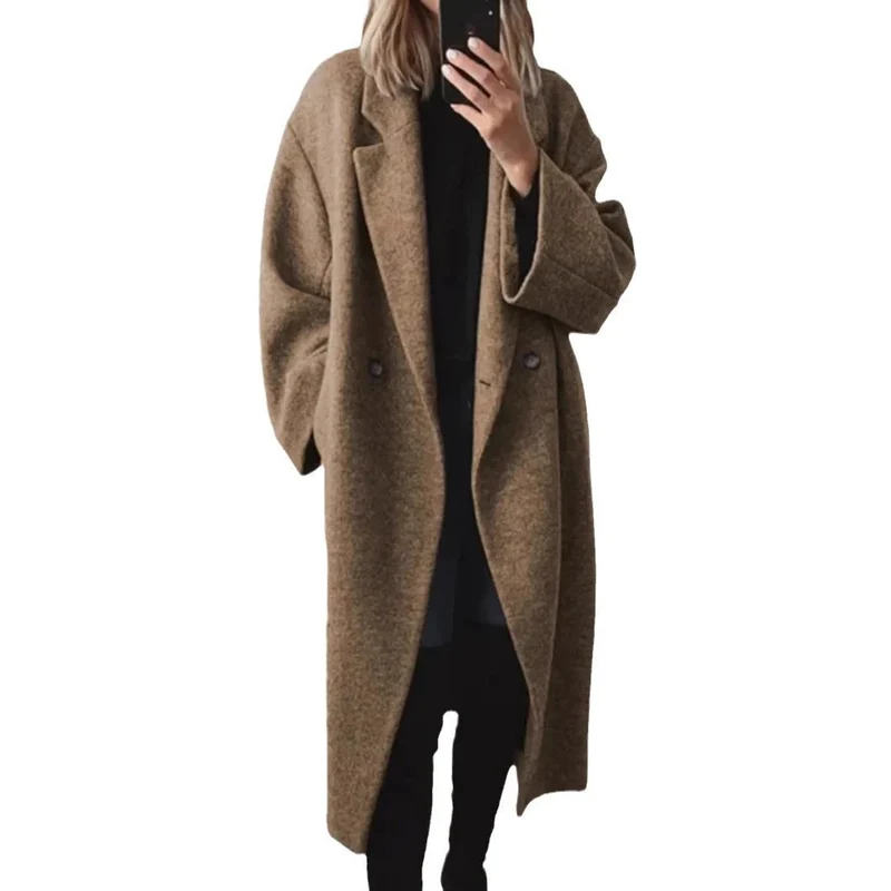 Damen Oversize-Longcoat aus Wollmix mit überschnittener Schulter und minimalistischer Knopfleiste Nord Taschen