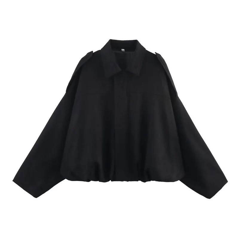 Damen Oversize Cropped Veloursblouson mit Tunnelzug-Bund und Schulterpatten Nord Taschen