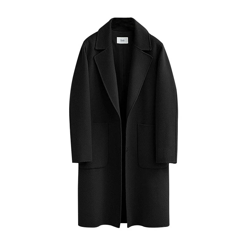 Damen Longline Wollmix-Mantel mit Oversize-Revers und aufgesetzten Taschen Nord Taschen