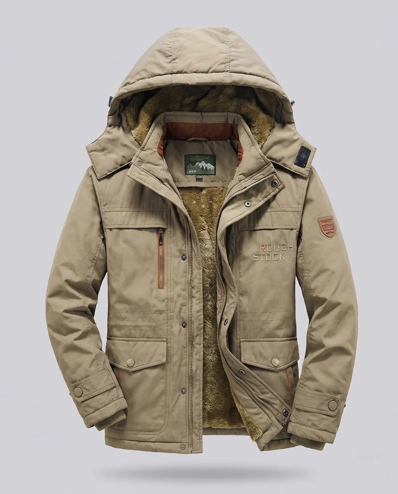 Herren Arctic-Comfort Parka mit voller Futter aus Kunstfell und multifunktionalen Taschen Nord Taschen