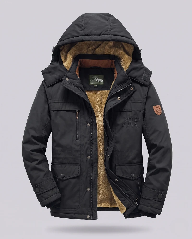 Herren Arctic-Comfort Parka mit voller Futter aus Kunstfell und multifunktionalen Taschen Nord Taschen